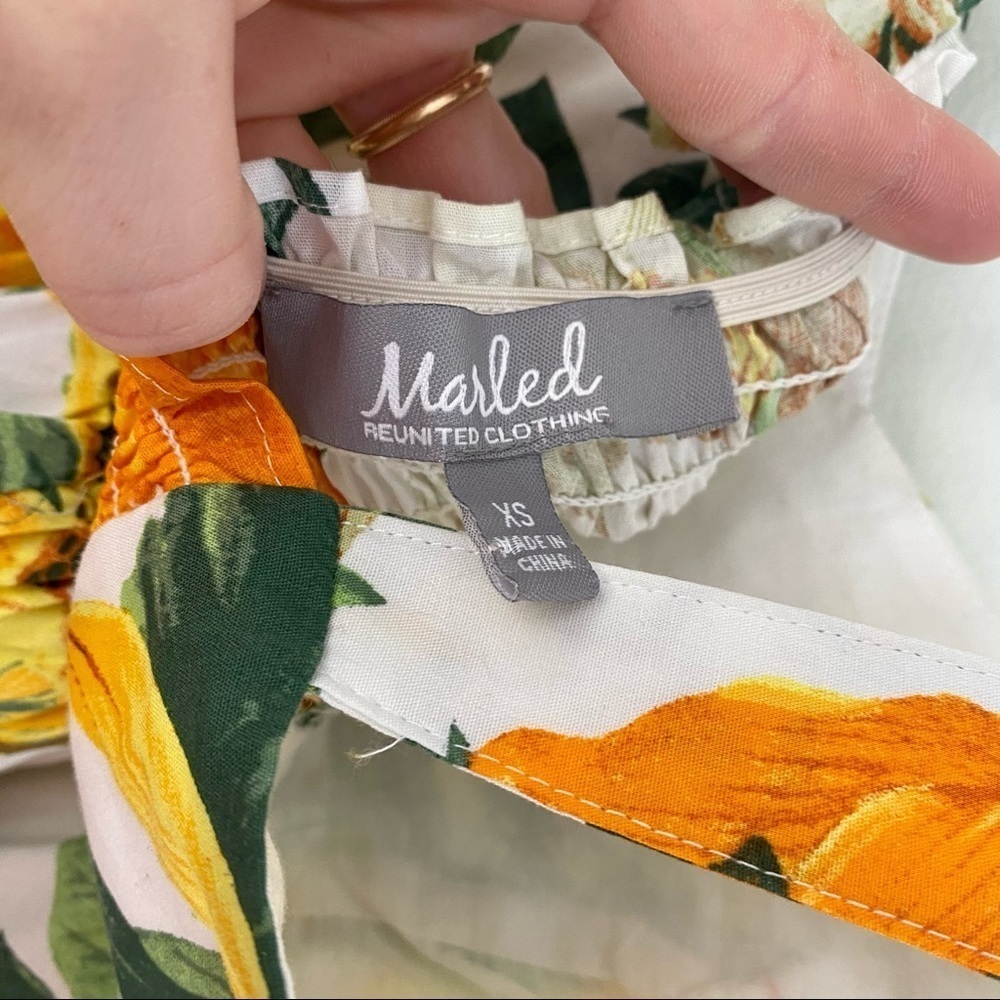 Marled Lemon White Yellow & Green Summer Dress - Picture 8 of 9